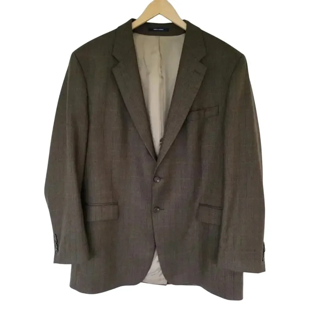 Chaps Ralph Lauren Blazer Brown Lambswool Men Size 46L Classic Suit Jacket